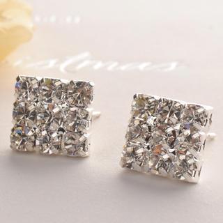 Diamond Square Earring Silver - One Size