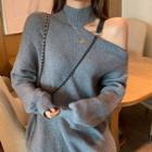Cold Shoulder Long-sleeve Mini Knit Dress