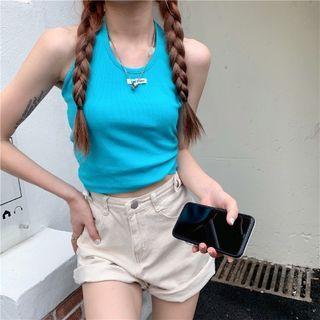 Embroider Cropped Tank Top