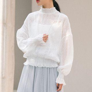 Smocked Sheer Blouse