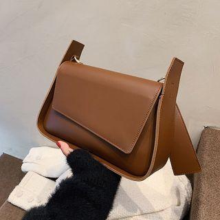 Asymmetrical Faux Leather Flap Shoulder Bag