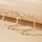 Hoop Earring 1 Pair - 14851 - White Faux Pearl - Gold - One Size