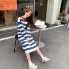Striped Sweater Dress Stripes - Blue - One Size