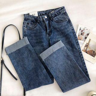 Roll-up High-waist Cropped Jeans