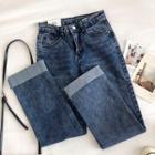 Roll-up High-waist Cropped Jeans