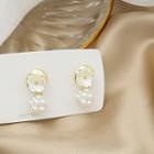 Flower Faux Pearl Dangle Earring 1 Pair - E3425 - Gold - One Size