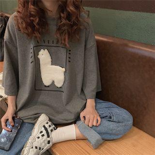 Elbow Sleeve Applique T-shirt