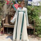 See-through Long-sleeve Hanfu Top / Pleated Maxi Skirt
