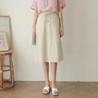 Drawcord Linen Blend Skirt