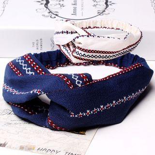 Knotted Pattern Elastic Hair Band Navy Blue - One Size