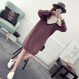 Lace Trim Two Tone Knit Dress
