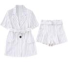 Short-sleeve Pinstriped Blazer Dress / Shorts