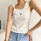 Heart Embroidered Sleeveless Cropped Tank Top