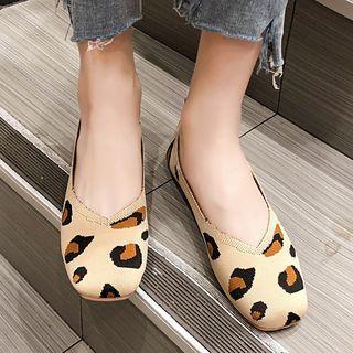 Leopard Print Knit Flats