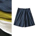Elastic-waist Ribbed Wide-leg Shorts
