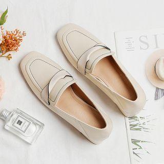 Block Heel Twist-accent Loafers