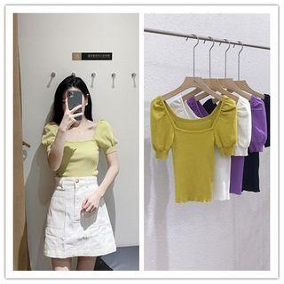 Puff-sleeve Fitted Top