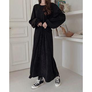 Bishop-sleeve Tie-waist Maxi Dress