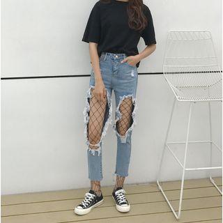 Slim-fit Ripped Cropped Pants