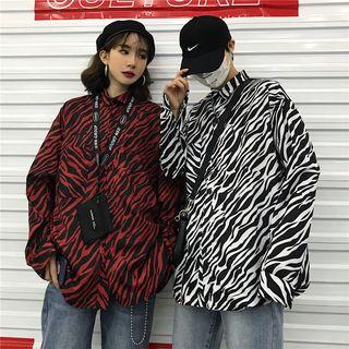 Couple Matching Zebra Pattern Long-sleeve Shirt