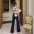 Stitched High-waist Boot-cut Jeans
