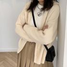 Hooded Button Cardigan White - One Size