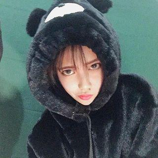 Bear Hooded Furry Jacket