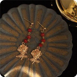 Beaded Flower Drop Earring