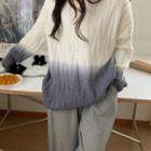 Gradient Cable Knit Sweater White & Gray - One Size