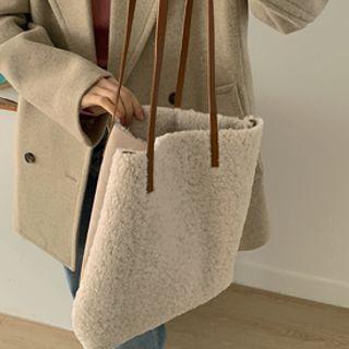 Faux-shearling Shopper Bag Cream - One Size