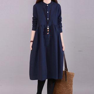 Long Sleeve Round Neck Shirt Dress
