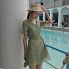 Polka Dot Short-sleeve Mini Chiffon Dress