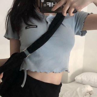 Frill-hem Short-sleeve Cropped Top