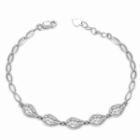 14k Italian White Gold Connected Diamond Cut Teardrops Bracelet (6.5), Women Jewelry In Gift Box