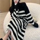 Striped Loose-fit Maxi Dress Black & White - One Size