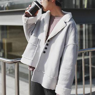 Asymmetric Hem Faux Suede Jacket