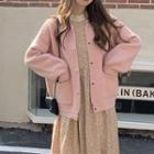 Button-up Knit Jacket / Floral Dress