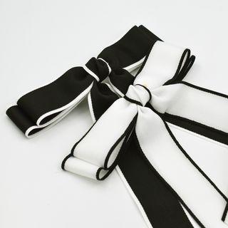 Contrast-trim Ribbon Hair Barrette