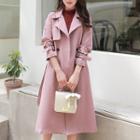 Flap Belted Double-breasted Long Trench Coat