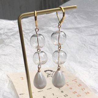 Glass Ball Faux Pearl Drop Earring