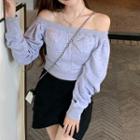 Off-shoulder Sweatshirt / Asymmetrical Skort