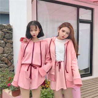 Contrast-trim Hooded Zip Jacket / Wide-leg Shorts / Mini A-line Skirt / Set