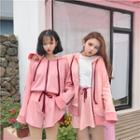 Contrast-trim Hooded Zip Jacket / Wide-leg Shorts / Mini A-line Skirt / Set