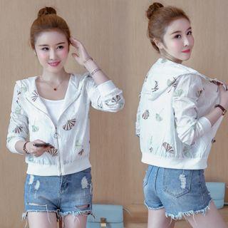 Fan Embroidered Hooded Zip Jacket