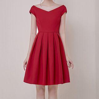 Cap-sleeve Short A-line Dress