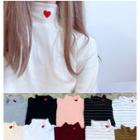 Long-sleeve Heart Embroidery Top