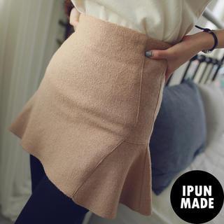 Frilled-hem Skirt Beige - S