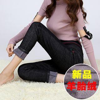 Fleece-lined Lettering Jeggings