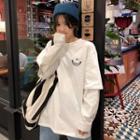 Mock Two-piece Long-sleeve Smiley Face Top