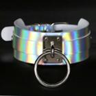 Hoop Pendant Holographic Faux Leather Choker